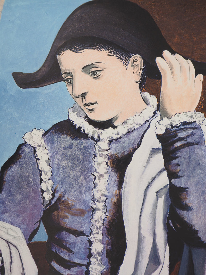 Pablo PICASSO : Arlequin avec un miroir, Affiche originale (photo de détail 3) - Crédit photo : Galerie Art.Paris