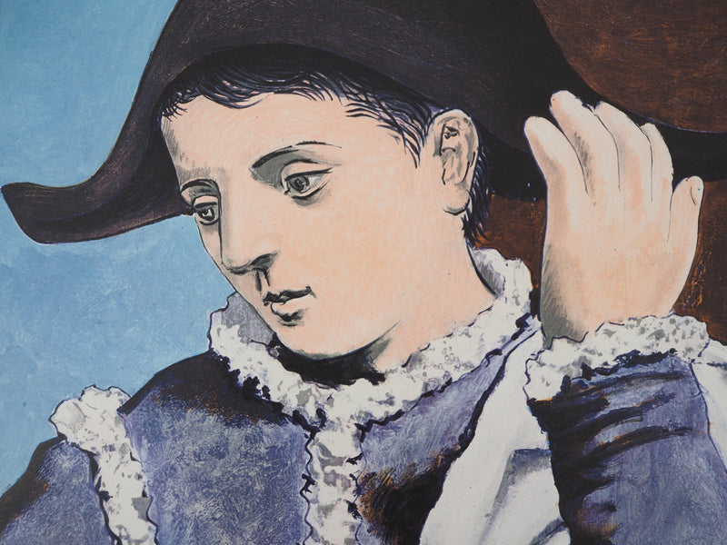Pablo PICASSO : Arlequin avec un miroir, Affiche originale (photo de détail 4) - Crédit photo : Galerie Art.Paris