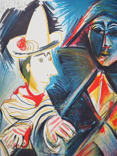 Pablo PICASSO : Arlequin et pierrot, Affiche originale (photo de détail 7) - Crédit photo : Galerie Art.Paris