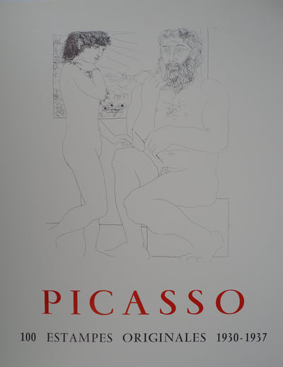 Pablo PICASSO : Sculpteur et modèle debout, Affiche originale (photo de détail 2) - Crédit photo : Galerie Art.Paris