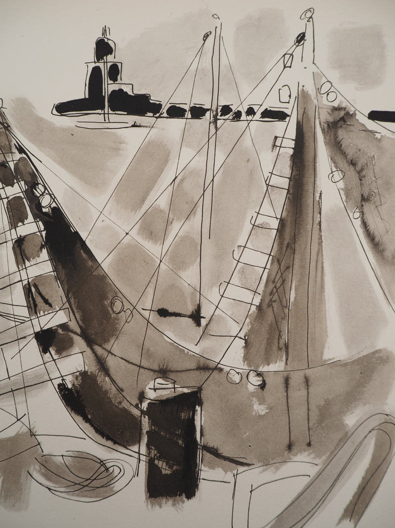 Edouard PIGNON : Port de Sanary, la jetée, Lithographie originale (photo de détail 4) - Crédit photo : Galerie Art.Paris