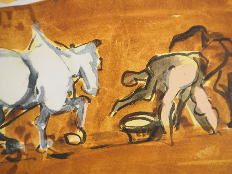 Edouard PIGNON : Le labour à cheval, Lithographie signée