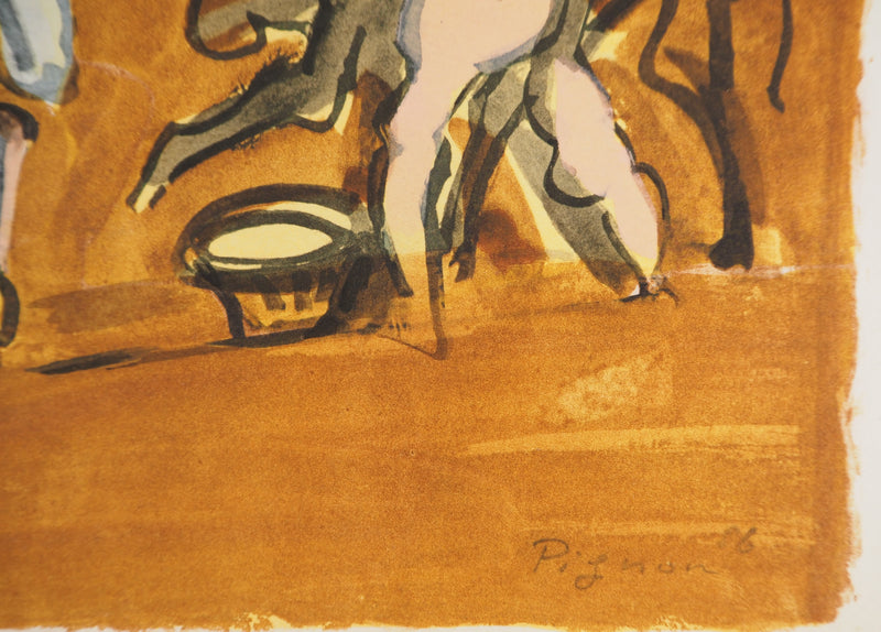 Edouard PIGNON : Le labour à cheval, Lithographie signée