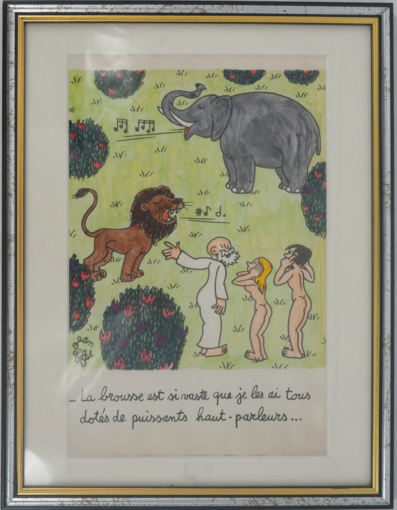 Jean EFFEL : Adam et Eve avec le lion et l&