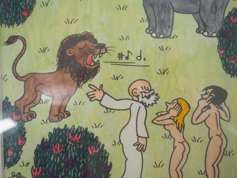 Jean EFFEL : Adam et Eve avec le lion et l&