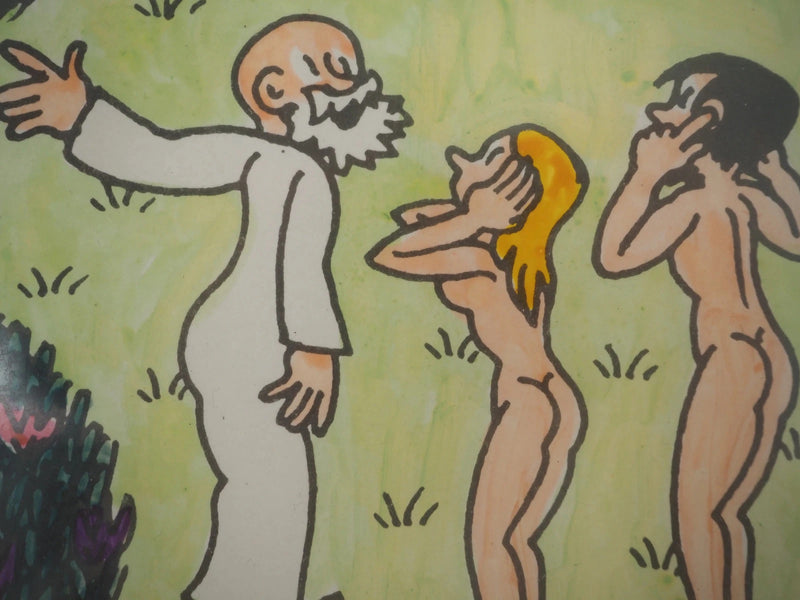 Jean EFFEL : Adam et Eve avec le lion et l&