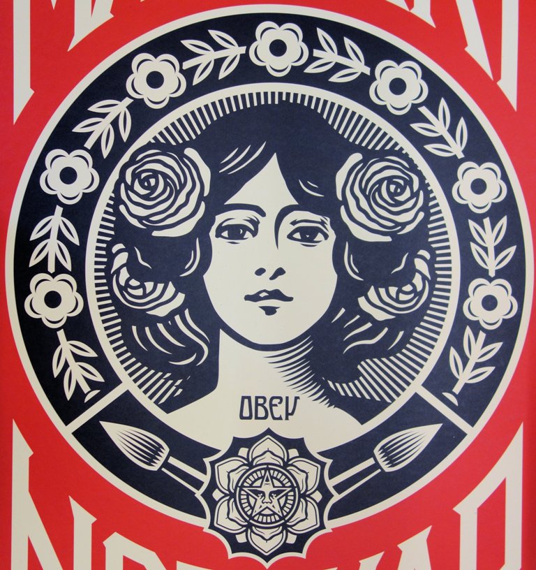 Shepard FAIREY : Make art, not war, Sérigraphie originale (photo de détail 2) - Crédit photo : Galerie Art.Paris