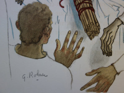 Georges ROHNER : Le père et ses enfants, Lithographie originale (photo de détail 3) - Crédit photo : Galerie Art.Paris