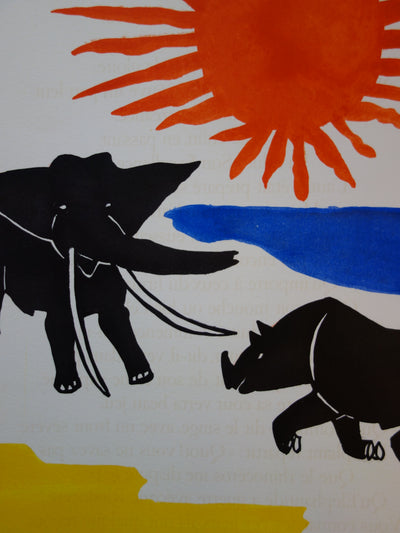 Alexander CALDER : L'éléphant et le rhinocéros, Lithographie originale (photo de détail 2) - Crédit photo : Galerie Art.Paris
