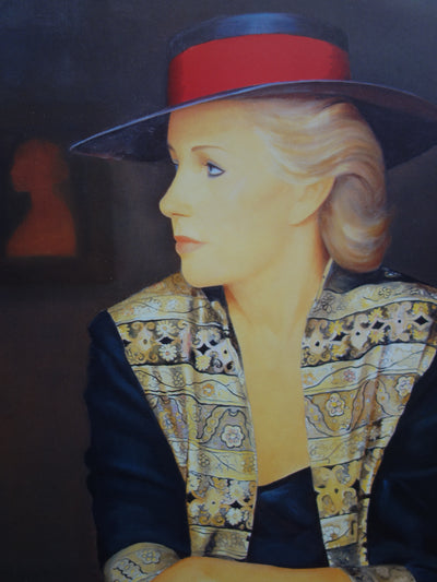 Guy SERADOUR : Femme à l'éventail, Affiche originale (photo de détail 4) - Crédit photo : Galerie Art.Paris