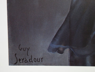 Guy SERADOUR : Femme à l'éventail, Affiche originale (photo de détail 5) - Crédit photo : Galerie Art.Paris