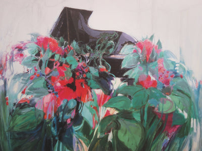 Claude HEMERET : Piano au bouquet, Affiche originale (photo de détail 3) - Crédit photo : Galerie Art.Paris