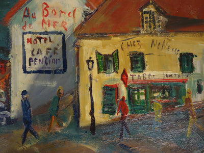 Roland DUBUC : Rue de Trouville vers la mer, Tableau original (photo de détail 5) - Crédit photo : Galerie Art.Paris