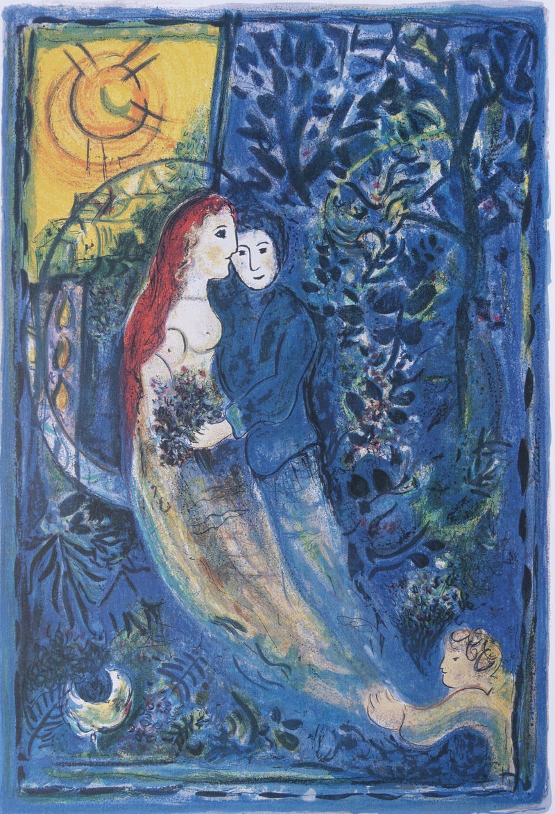 Marc CHAGALL : Les mariés, Lithographie originale (photo de détail 2) - Crédit photo : Galerie Art.Paris