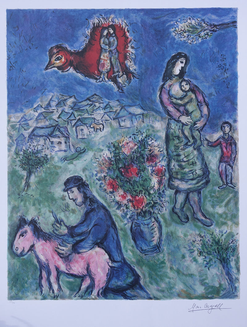 Marc CHAGALL : La route du village, Lithographie originale (vue générale) - Crédit photo : Galerie Art.Paris