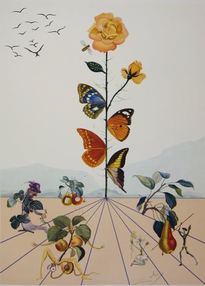 Salvador DALI : Flordali : La rose papillon, Lithographie originale (photo de détail 2) - Crédit photo : Galerie Art.Paris