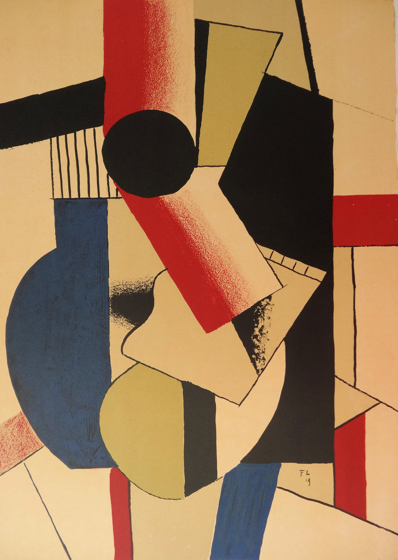 Fernand LEGER : Guitare cubiste, Affiche originale (photo de détail 2) - Crédit photo : Galerie Art.Paris