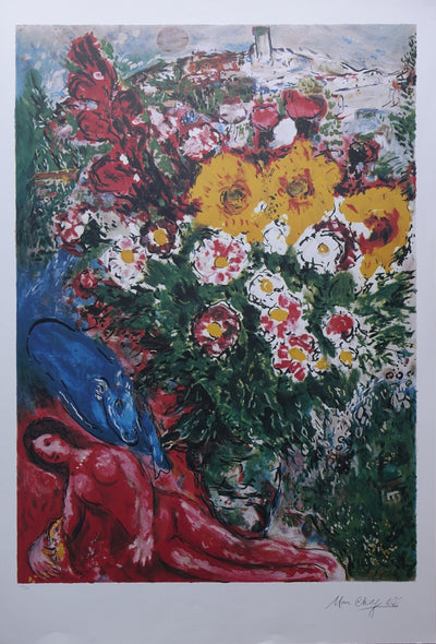 Marc CHAGALL : La femme et l'oiseau, Lithographie originale (vue générale) - Crédit photo : Galerie Art.Paris