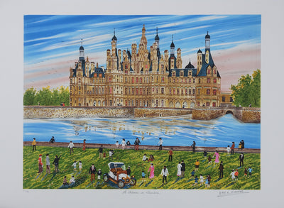 Dan GANDRE : Le château de Chambord, Lithographie originale (vue générale) - Crédit photo : Galerie Art.Paris