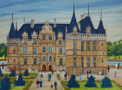 Dan GANDRE : Le château d'Azay le Rideau, Lithographie originale (photo de détail 2) - Crédit photo : Galerie Art.Paris