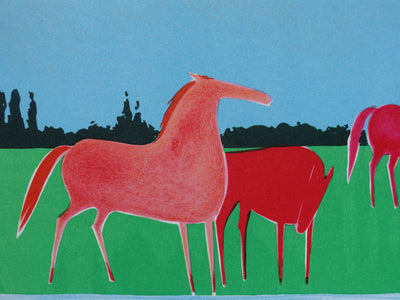 Serge LASSUS : Chevaux en été, Lithographie originale (photo de détail 5) - Crédit photo : Galerie Art.Paris