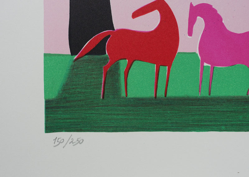 Serge LASSUS : Couple de chevaux, Lithographie originale (photo de détail 4) - Crédit photo : Galerie Art.Paris