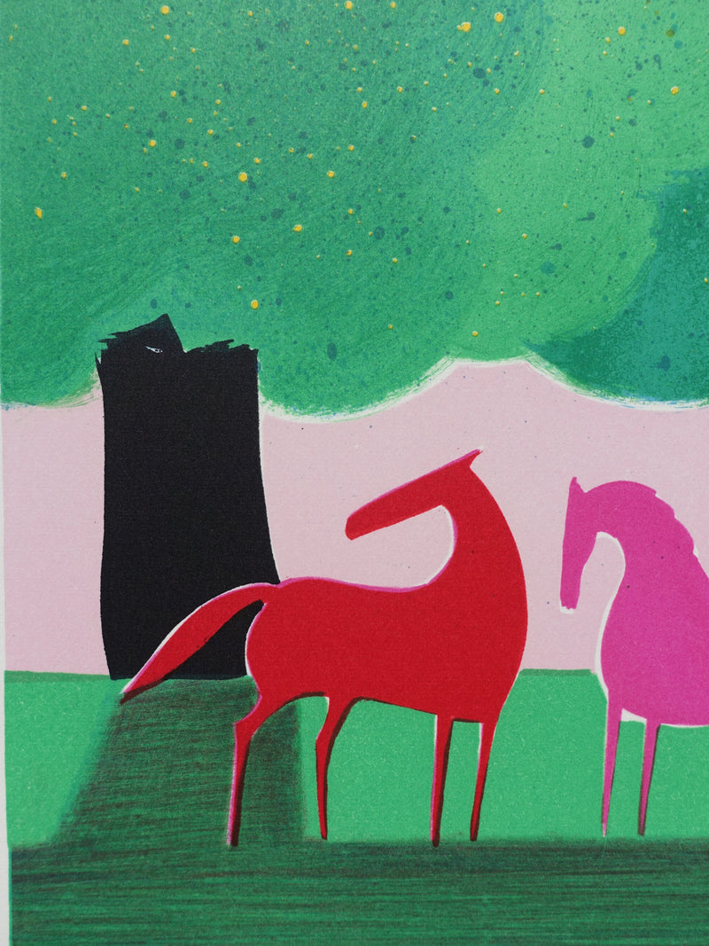 Serge LASSUS : Couple de chevaux, Lithographie originale (photo de détail 7) - Crédit photo : Galerie Art.Paris