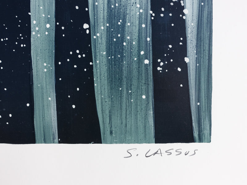 Serge LASSUS : Cavaliers en Hiver, Lithographie originale signée