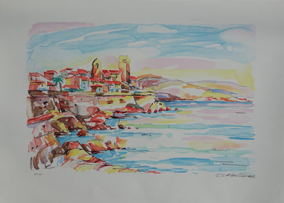 Olivier ZLADKU : Bord de mer à Antibes, Lithographie originale (photo de détail 5) - Crédit photo : Galerie Art.Paris