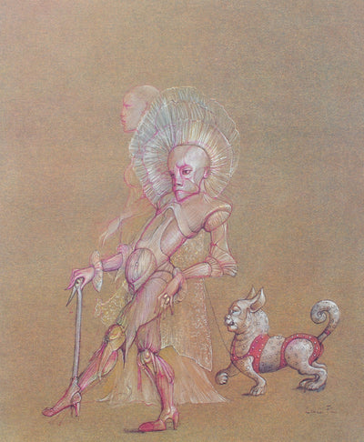 Leonor FINI : Le Bourgeois et son chien, Lithographie originale (vue générale) - Crédit photo : Galerie Art.Paris