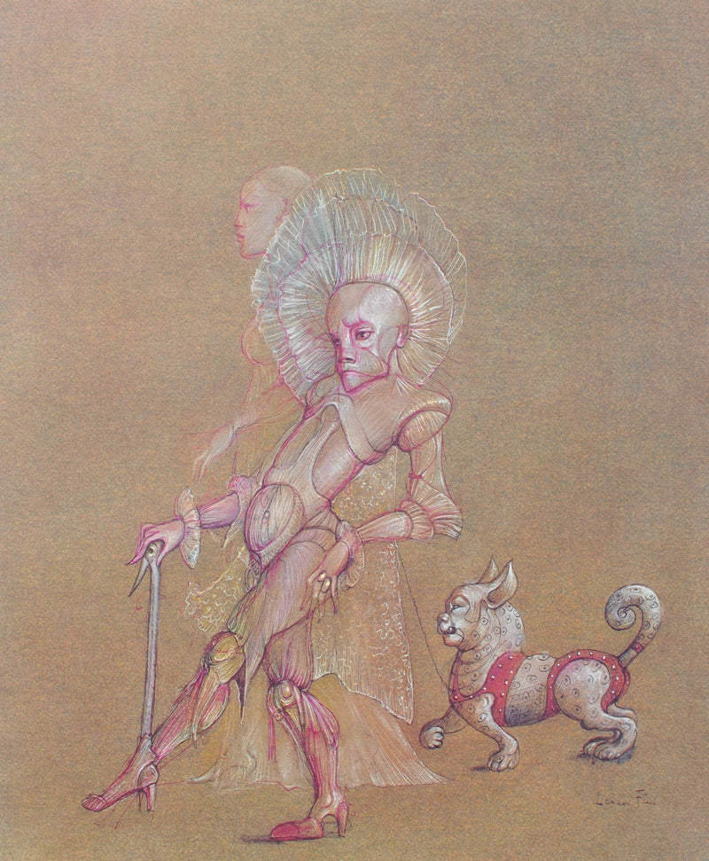 Leonor FINI : Le Bourgeois et son chien, Lithographie originale (vue générale) - Crédit photo : Galerie Art.Paris