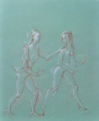 Leonor FINI : Couple en promenade, Lithographie originale (vue générale) - Crédit photo : Galerie Art.Paris