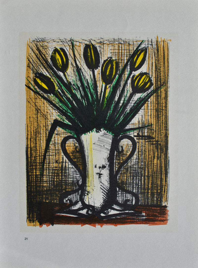 Bernard BUFFET : Les Fleurs, Lithographie originale (photo de détail 5) - Crédit photo : Galerie Art.Paris