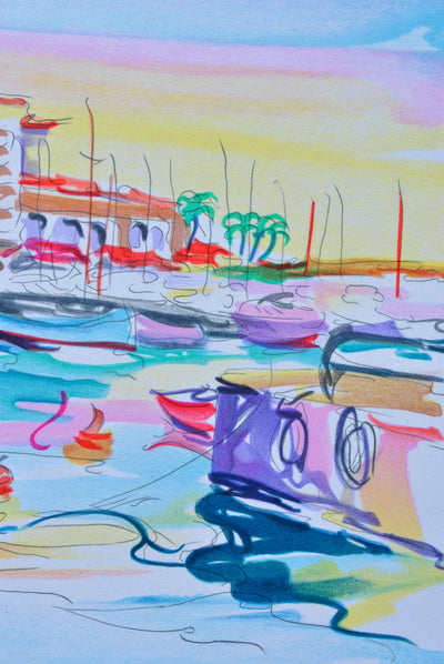 Olivier ZLADKU : Vieux port de Saint Tropez, Lithographie originale (photo de détail 6) - Crédit photo : Galerie Art.Paris