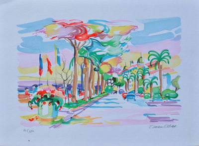 Olivier ZLADKU : Cannes-Hôtel Carlton, Lithographie originale (vue générale) - Crédit photo : Galerie Art.Paris