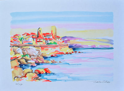 Olivier ZLADKU : La  baie d'Antibes, Lithographie originale (vue générale) - Crédit photo : Galerie Art.Paris