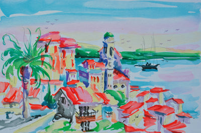 Olivier ZLADKU : Le village de Saint Tropez, Lithographie originale (photo de détail 2) - Crédit photo : Galerie Art.Paris