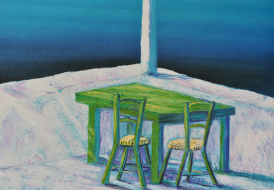 Serge FENECH : Petite table à Santorin, Lithographie originale (photo de détail 7) - Crédit photo : Galerie Art.Paris