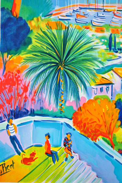 Jean-Claude PICOT : Villa à Saint Tropez, Lithographie originale (photo de détail 5) - Crédit photo : Galerie Art.Paris