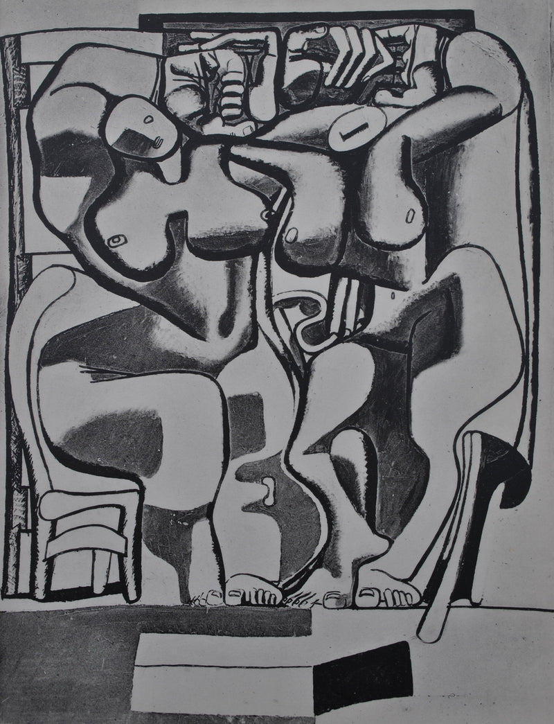  LE CORBUSIER : Deux femmes debout à la chaise, Héliogravure originale (photo de détail 2) - Crédit photo : Galerie Art.Paris