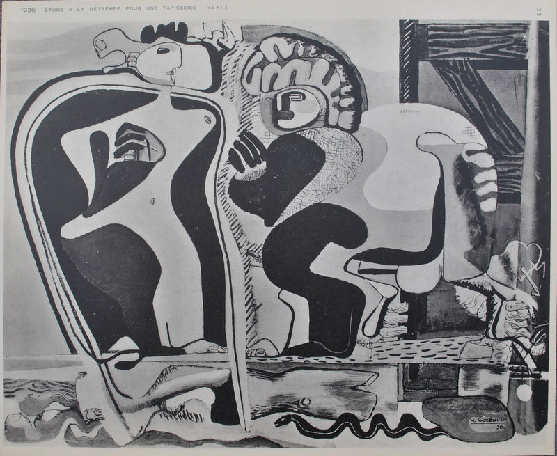 LE CORBUSIER : Femmes, cheval et serpent, héliogravure signée, 1938