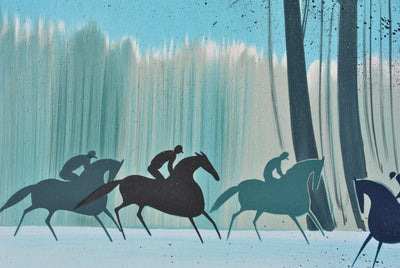 Serge LASSUS : Cavaliers en Hiver, Lithographie originale signée