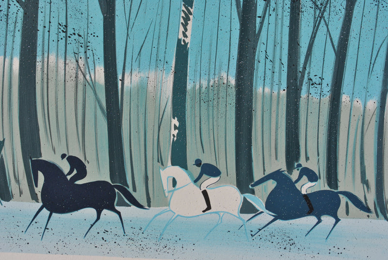 Serge LASSUS : Cavaliers en Hiver, Lithographie originale signée