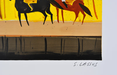 Serge LASSUS : Cavaliers en automne, Lithographie originale (photo de détail 3) - Crédit photo : Galerie Art.Paris