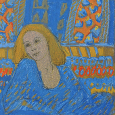  robert STENN : Femme rousse en robe bleue, Lithographie originale (photo de détail 2) - Crédit photo : Galerie Art.Paris