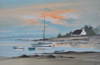 Stéphane LAURO : Petit port à Noirmoutier, Lithographie originale (photo de détail 2) - Crédit photo : Galerie Art.Paris