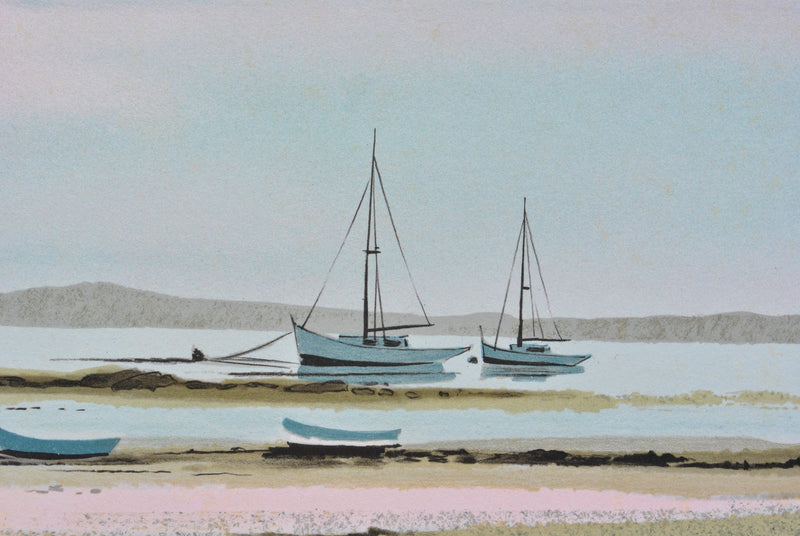 Stéphane LAURO : Petites barques à marée basse, Lithographie originale (photo de détail 6) - Crédit photo : Galerie Art.Paris