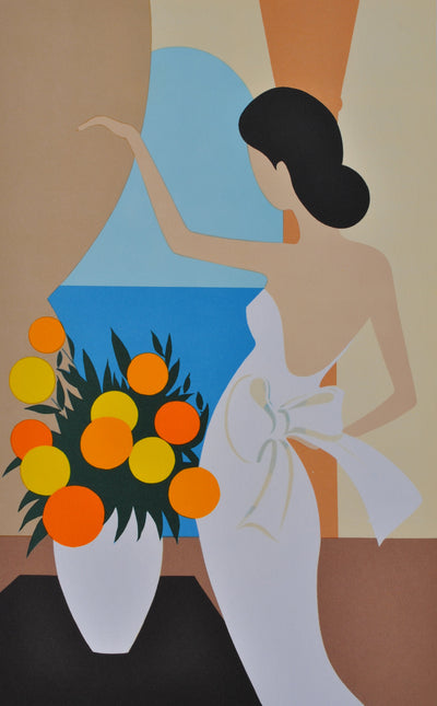 Marie-Theresa TORRES : Le bouquet orange, Lithographie originale (photo de détail 2) - Crédit photo : Galerie Art.Paris