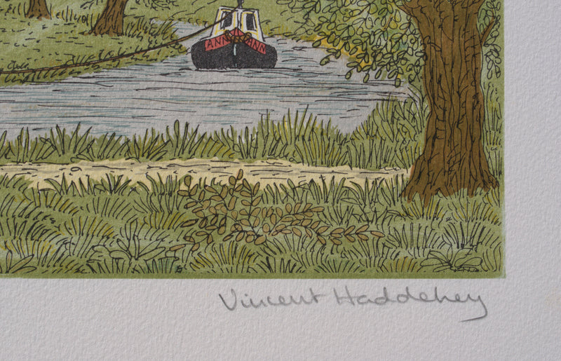 Vincent HADDELSEY : Le chemin de halage, Lithographie originale signée