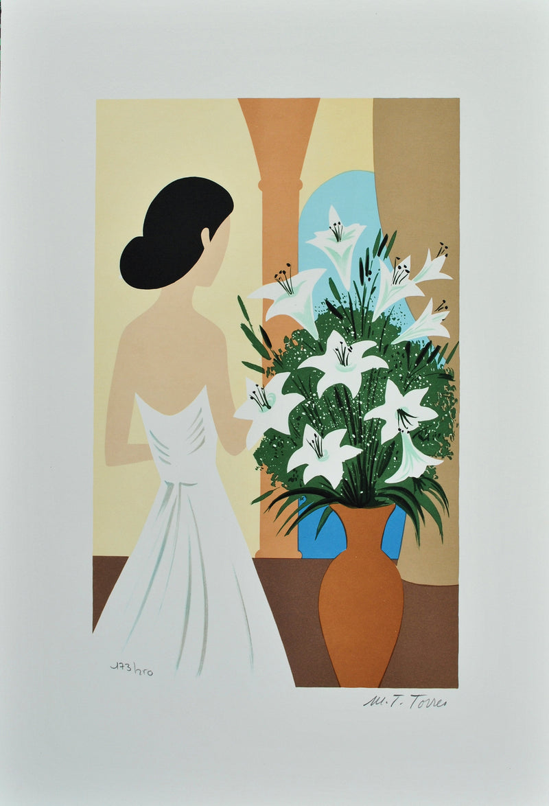 Marie-Theresa TORRES : Le bouquet de Lys, Lithographie originale (vue générale) - Crédit photo : Galerie Art.Paris